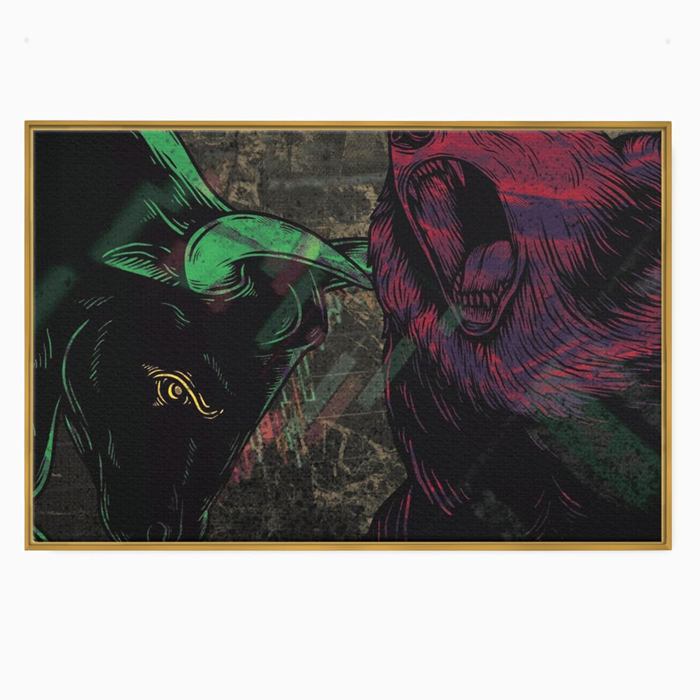Leinwand Premium Canvas Wandbilder, LuxCanva® A1040, Börse, Bärenmarkt, Bullenmarkt, Finanzen, Lebendige Farben