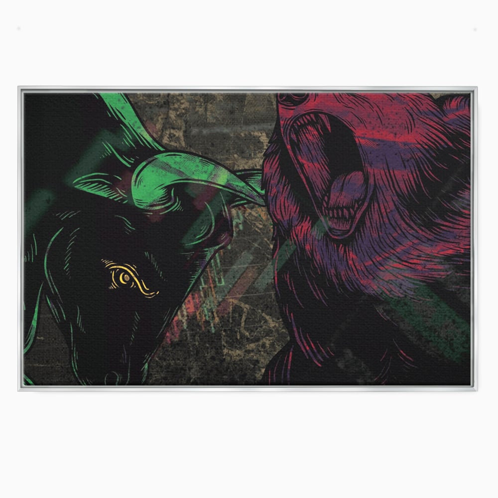 Leinwand Premium Canvas Wandbilder, LuxCanva® A1040, Börse, Bärenmarkt, Bullenmarkt, Finanzen, Lebendige Farben