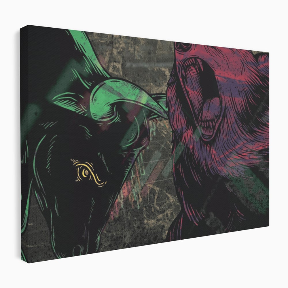 Leinwand Premium Canvas Wandbilder, LuxCanva® A1040, Börse, Bärenmarkt, Bullenmarkt, Finanzen, Lebendige Farben