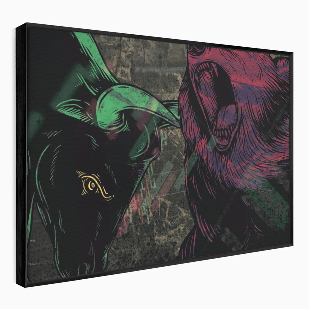 Leinwand Premium Canvas Wandbilder, LuxCanva® A1040, Börse, Bärenmarkt, Bullenmarkt, Finanzen, Lebendige Farben
