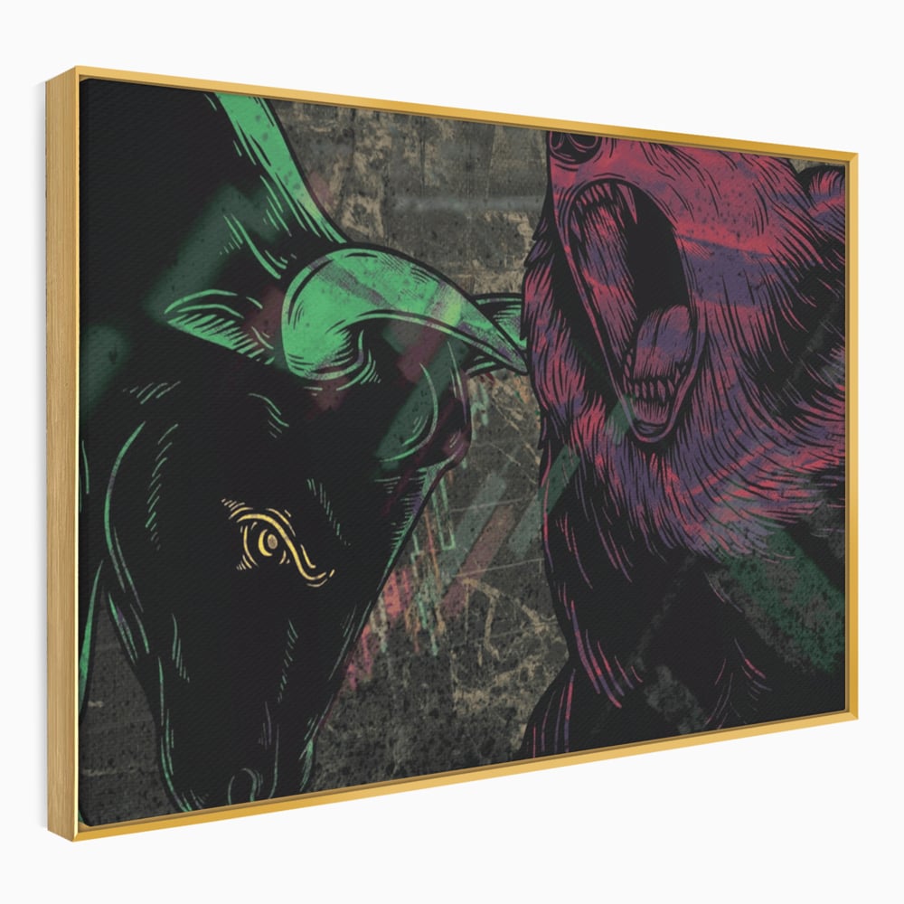 Leinwand Premium Canvas Wandbilder, LuxCanva® A1040, Börse, Bärenmarkt, Bullenmarkt, Finanzen, Lebendige Farben