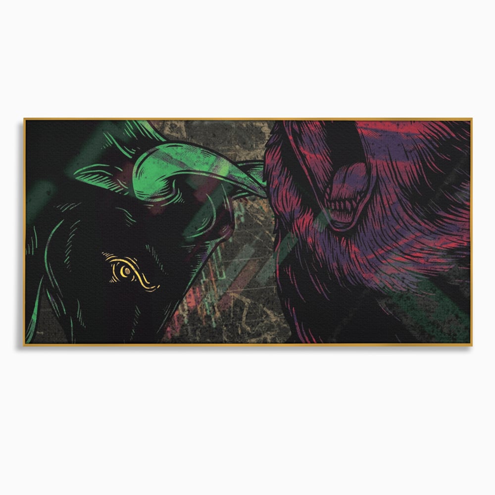 Leinwand Premium Canvas Wandbilder, LuxCanva® A1040, Börse, Bärenmarkt, Bullenmarkt, Finanzen, Lebendige Farben