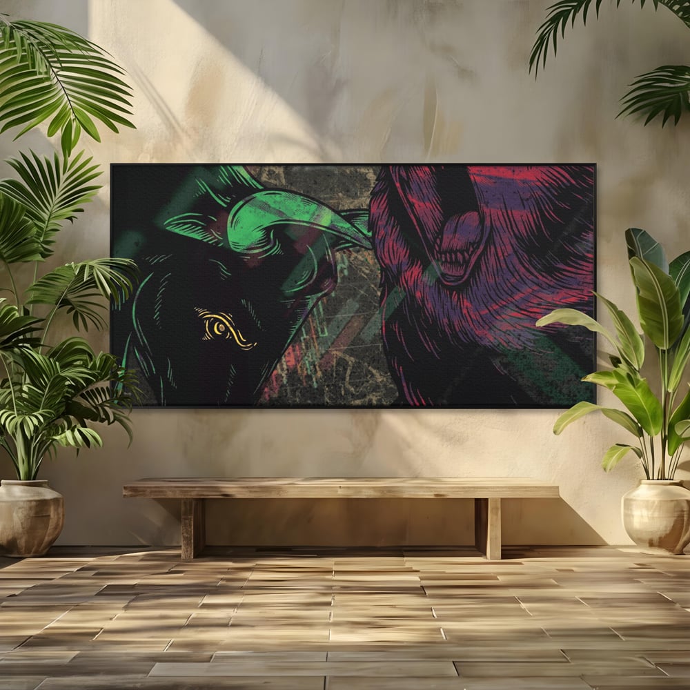 Leinwand Premium Canvas Wandbilder, LuxCanva® A1040, Börse, Bärenmarkt, Bullenmarkt, Finanzen, Lebendige Farben