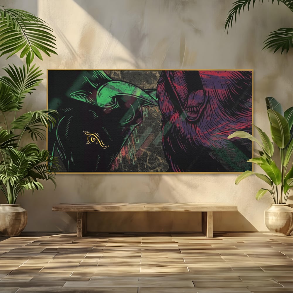 Leinwand Premium Canvas Wandbilder, LuxCanva® A1040, Börse, Bärenmarkt, Bullenmarkt, Finanzen, Lebendige Farben