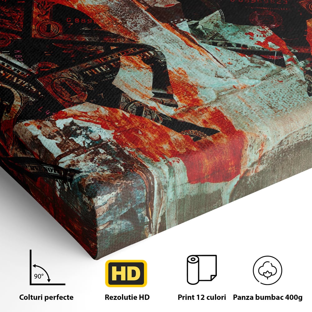 Tablou Canvas Premium, LuxCanva® A1041, Bull Market, Bull, Dollar, Financiar, Money, Culori Vibrante