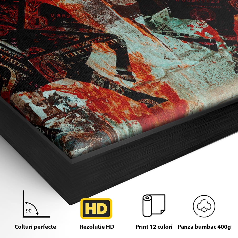 Tablou Canvas Premium, LuxCanva® A1041, Bull Market, Bull, Dollar, Financiar, Money, Culori Vibrante