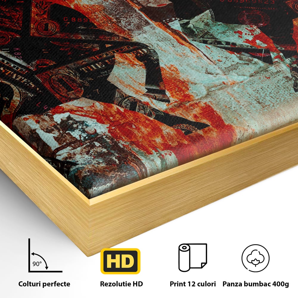 Tablou Canvas Premium, LuxCanva® A1041, Bull Market, Bull, Dollar, Financiar, Money, Culori Vibrante