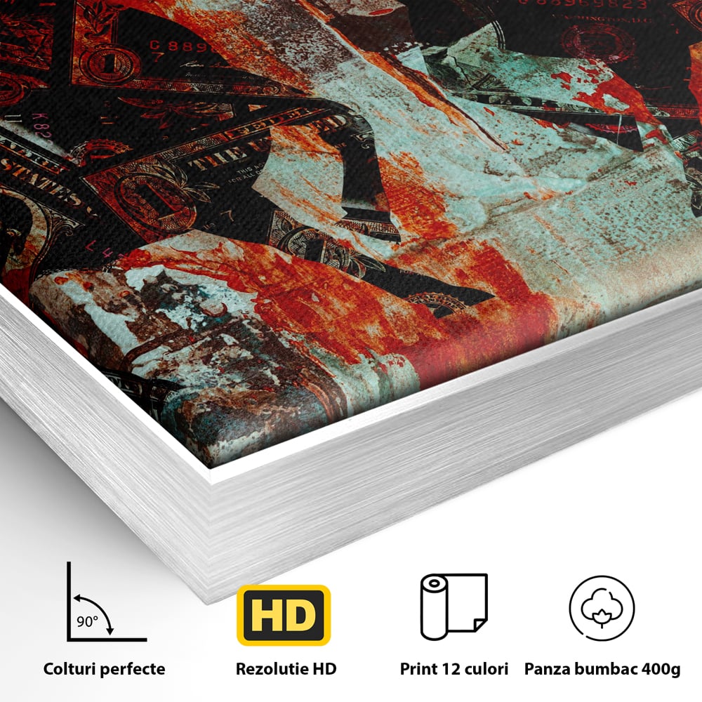 Tablou Canvas Premium, LuxCanva® A1041, Bull Market, Bull, Dollar, Financiar, Money, Culori Vibrante