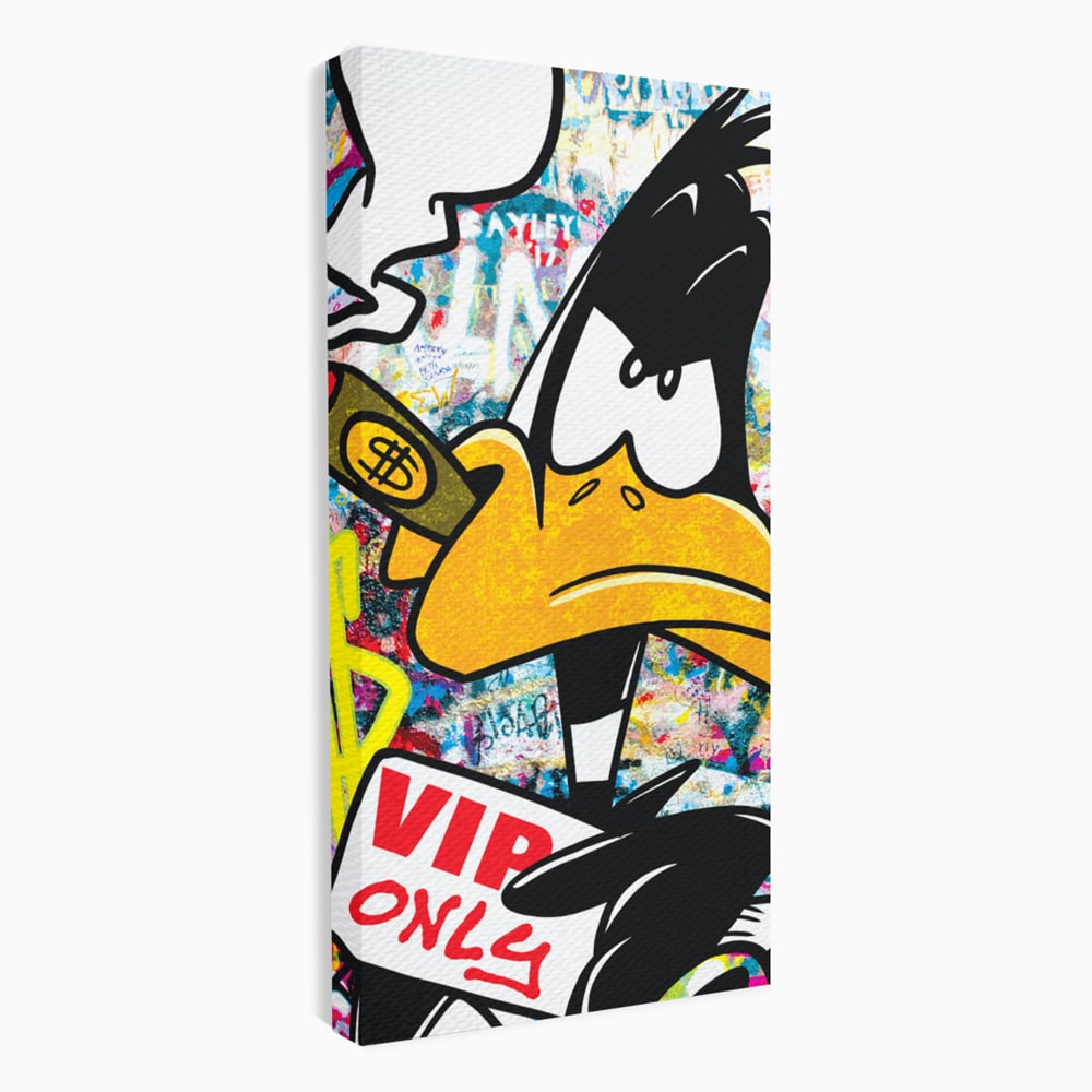 Tablou Canvas Premium, LuxCanva® A1042, Daffy Duck, Desene Animate, Looney Tunes, Dollar, VIP, Culori Vibrante
