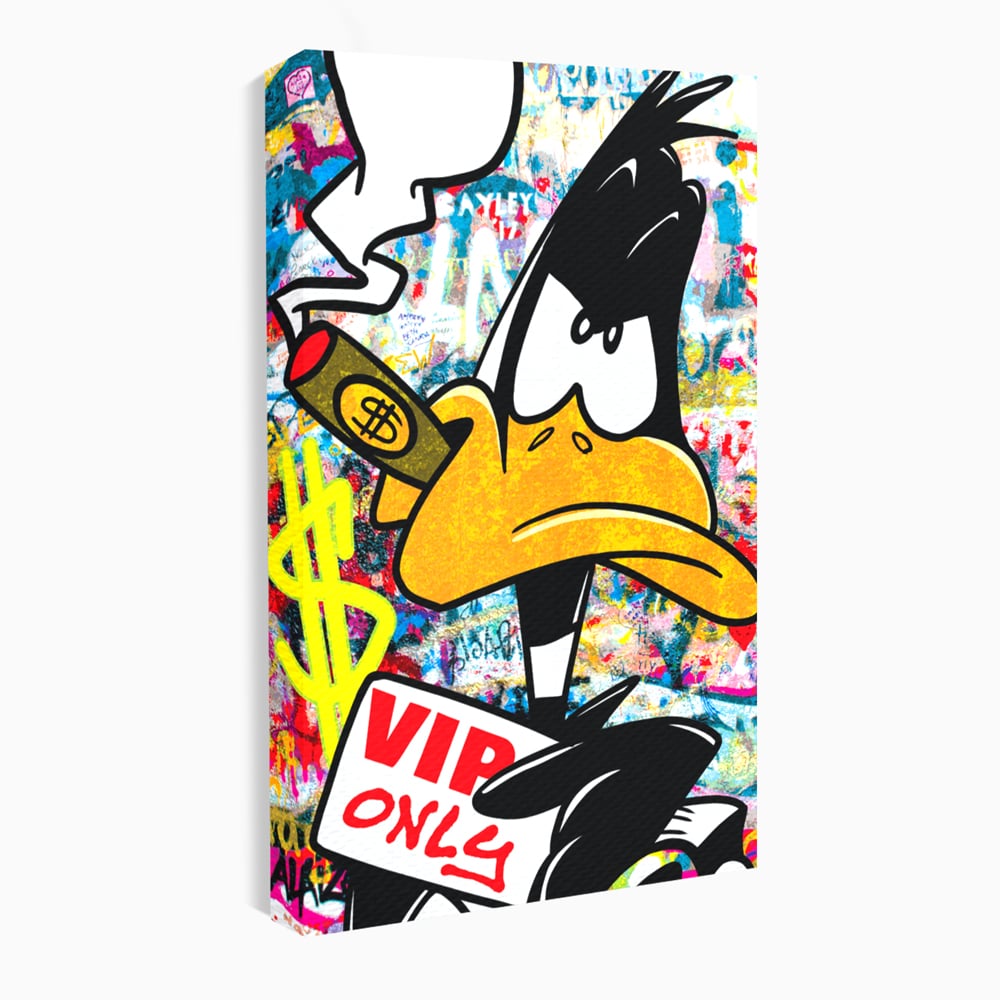 Tablou Canvas Premium, LuxCanva® A1042, Daffy Duck, Desene Animate, Looney Tunes, Dollar, VIP, Culori Vibrante