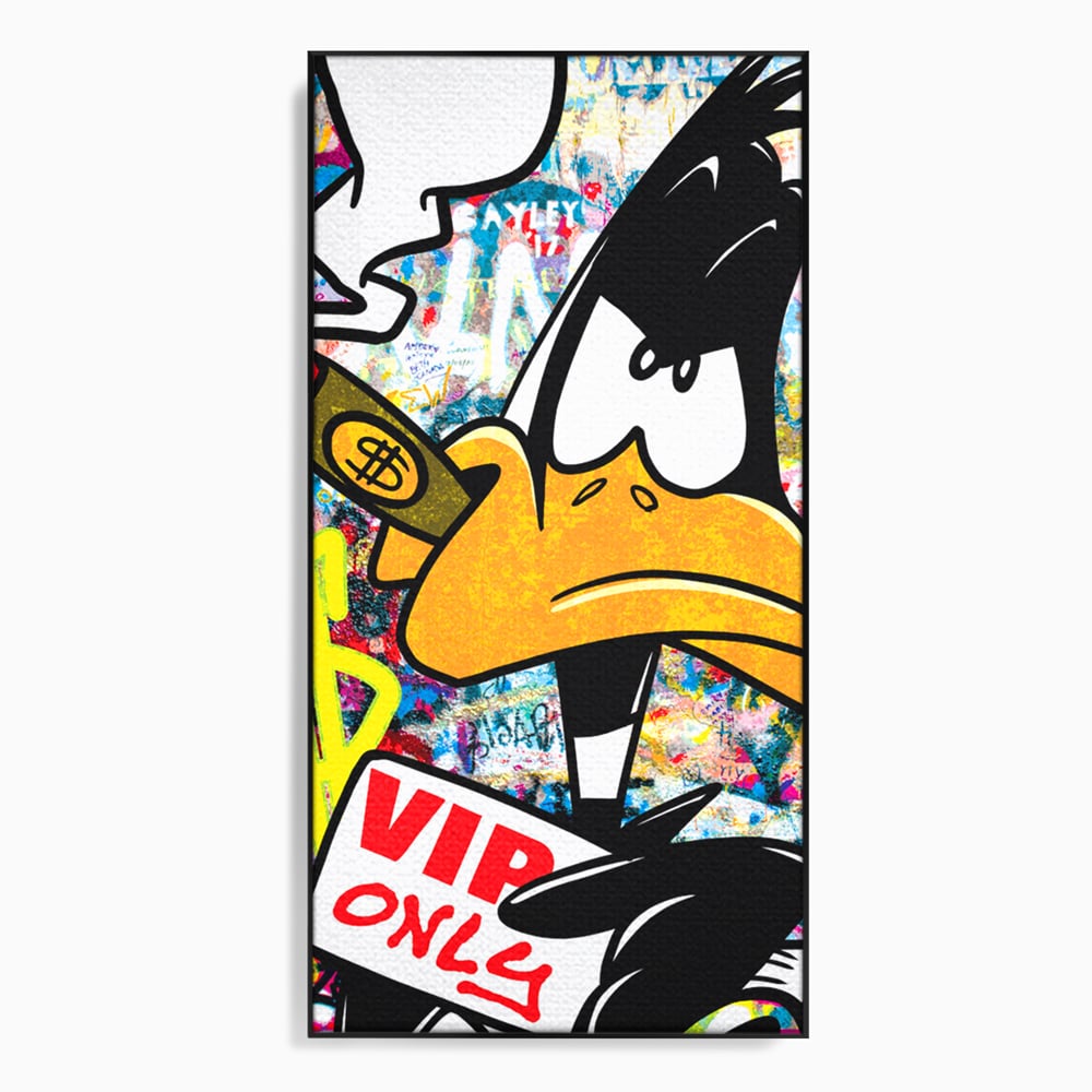 Tablou Canvas Premium, LuxCanva® A1042, Daffy Duck, Desene Animate, Looney Tunes, Dollar, VIP, Culori Vibrante