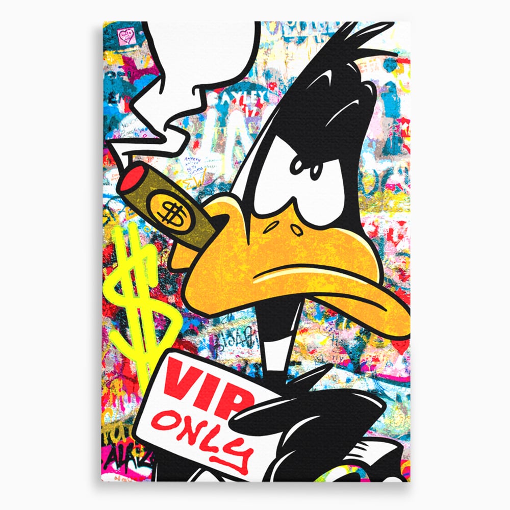 Tablou Canvas Premium, LuxCanva® A1042, Daffy Duck, Desene Animate, Looney Tunes, Dollar, VIP, Culori Vibrante