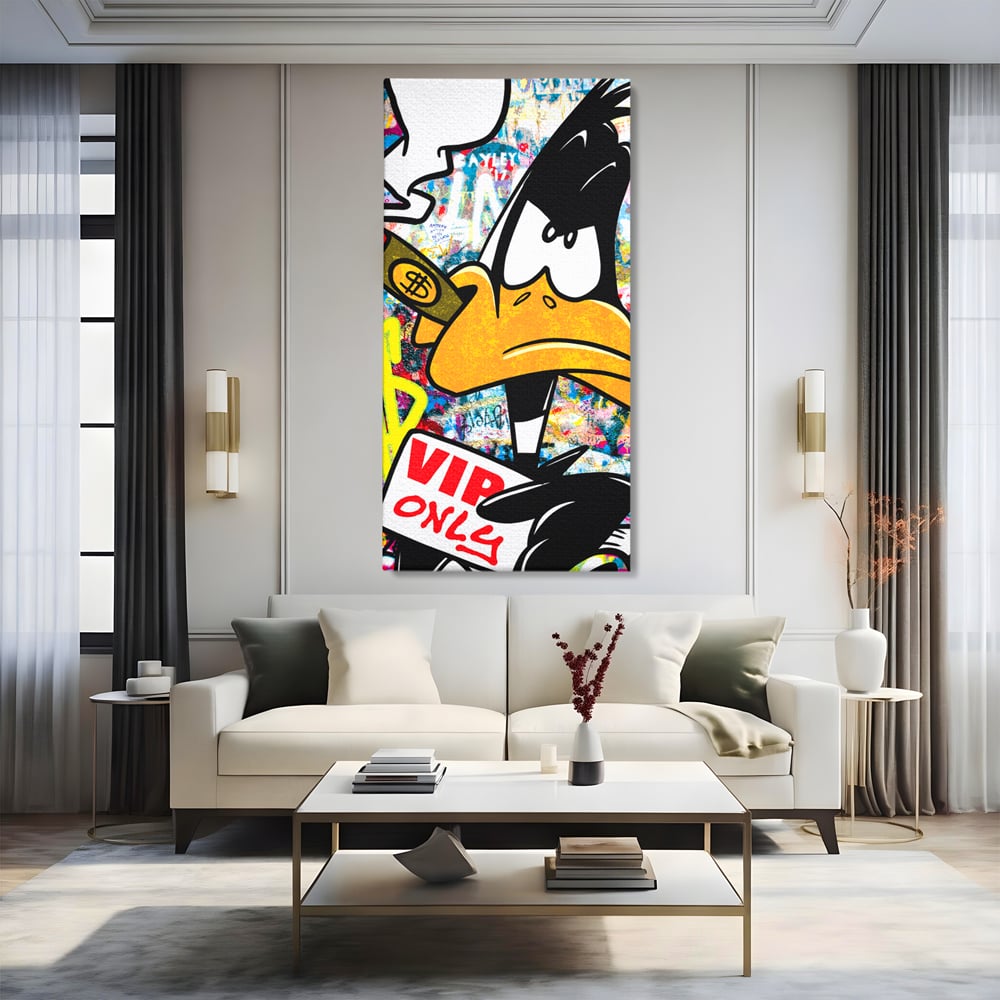 Tablou Canvas Premium, LuxCanva® A1042, Daffy Duck, Desene Animate, Looney Tunes, Dollar, VIP, Culori Vibrante