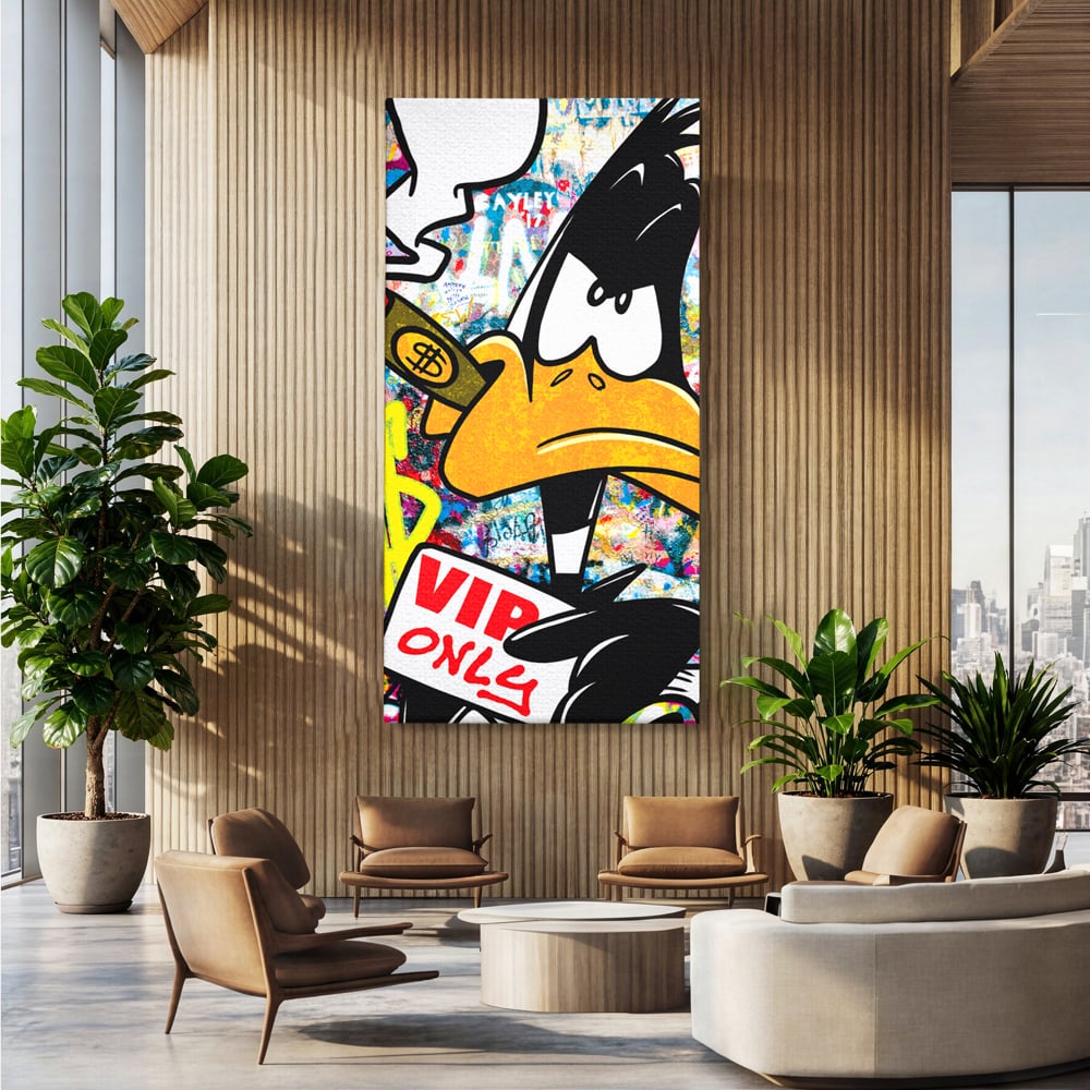 Tablou Canvas Premium, LuxCanva® A1042, Daffy Duck, Desene Animate, Looney Tunes, Dollar, VIP, Culori Vibrante