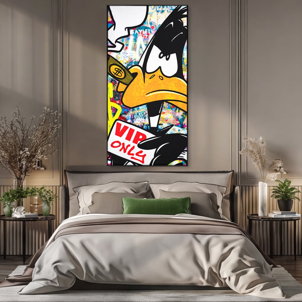 Tablou Canvas Premium, LuxCanva® A1042, Daffy Duck, Desene Animate, Looney Tunes, Dollar, VIP, Culori Vibrante