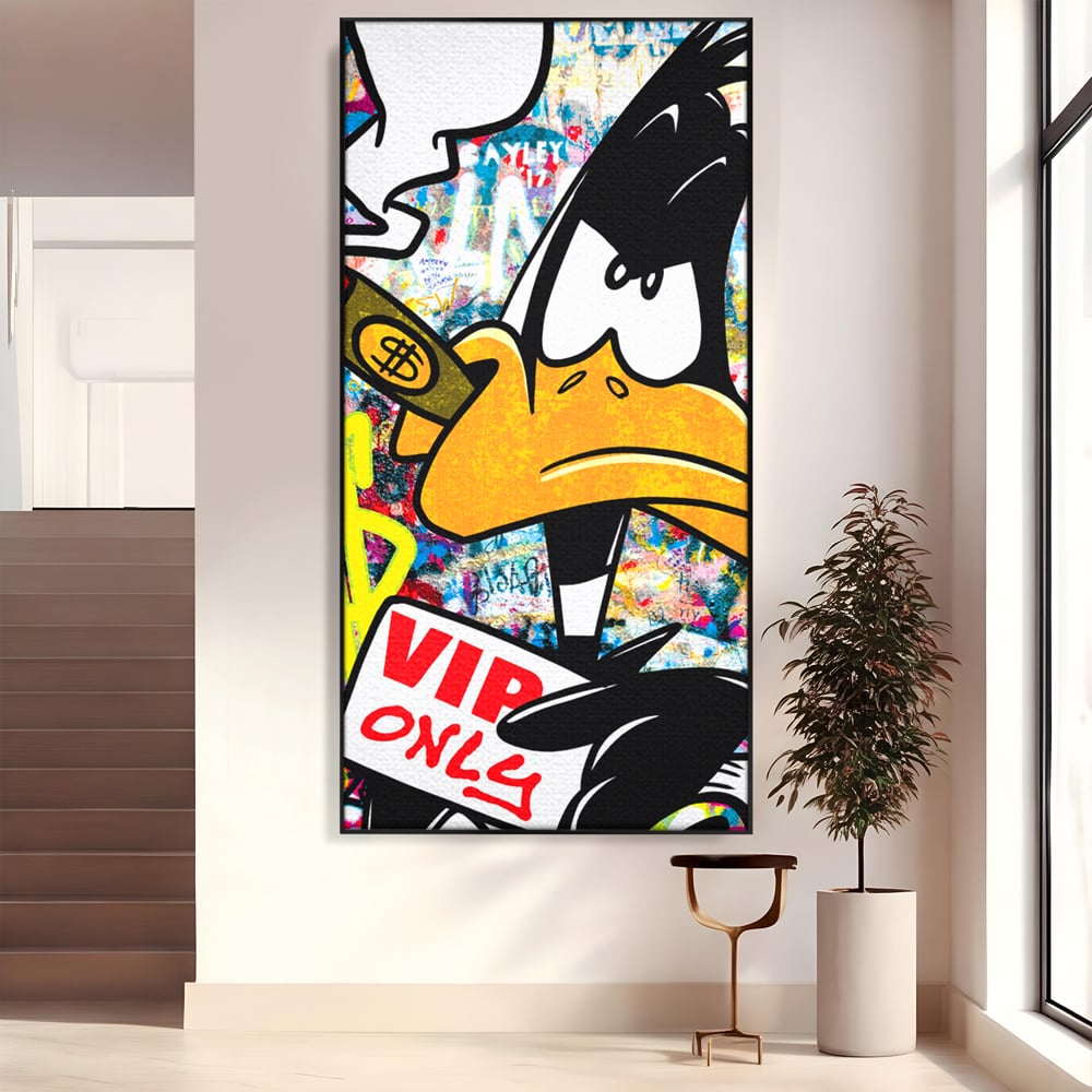 Tablou Canvas Premium, LuxCanva® A1042, Daffy Duck, Desene Animate, Looney Tunes, Dollar, VIP, Culori Vibrante