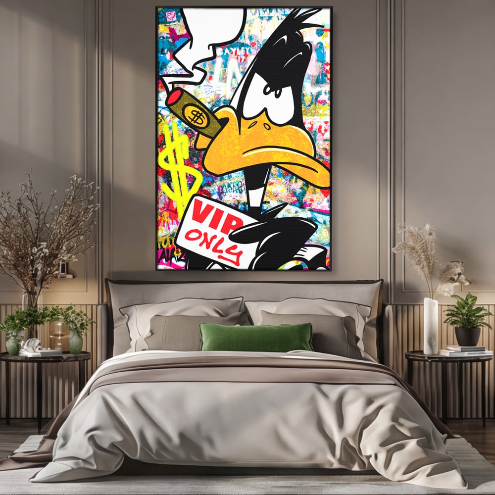 Tablou Canvas Premium, LuxCanva® A1042, Daffy Duck, Desene Animate, Looney Tunes, Dollar, VIP, Culori Vibrante
