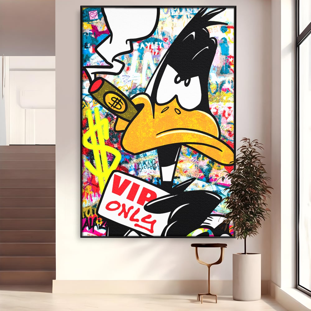 Tablou Canvas Premium, LuxCanva® A1042, Daffy Duck, Desene Animate, Looney Tunes, Dollar, VIP, Culori Vibrante