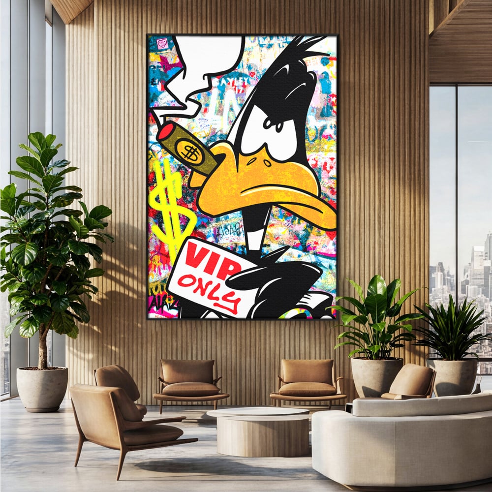 Tablou Canvas Premium, LuxCanva® A1042, Daffy Duck, Desene Animate, Looney Tunes, Dollar, VIP, Culori Vibrante