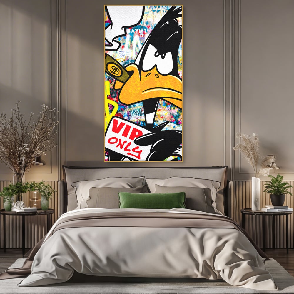 Tablou Canvas Premium, LuxCanva® A1042, Daffy Duck, Desene Animate, Looney Tunes, Dollar, VIP, Culori Vibrante
