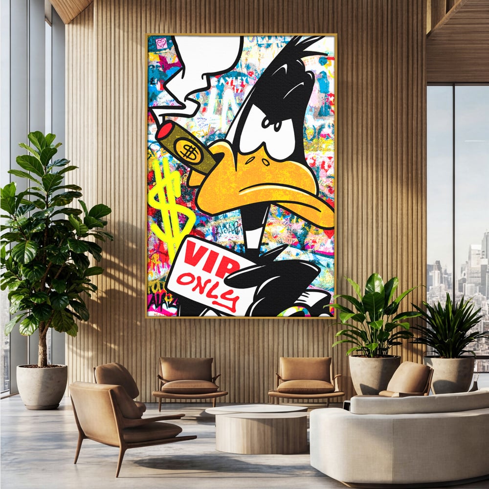 Tablou Canvas Premium, LuxCanva® A1042, Daffy Duck, Desene Animate, Looney Tunes, Dollar, VIP, Culori Vibrante