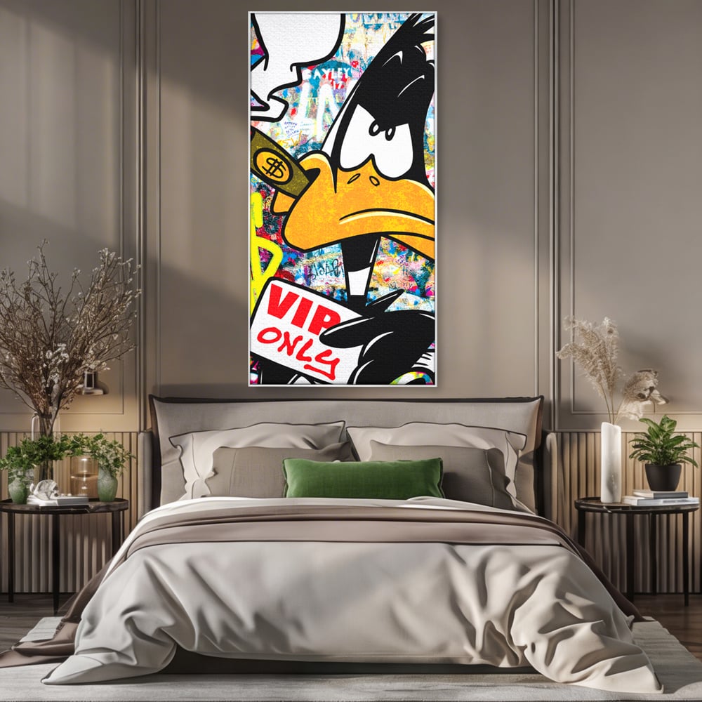 Tablou Canvas Premium, LuxCanva® A1042, Daffy Duck, Desene Animate, Looney Tunes, Dollar, VIP, Culori Vibrante