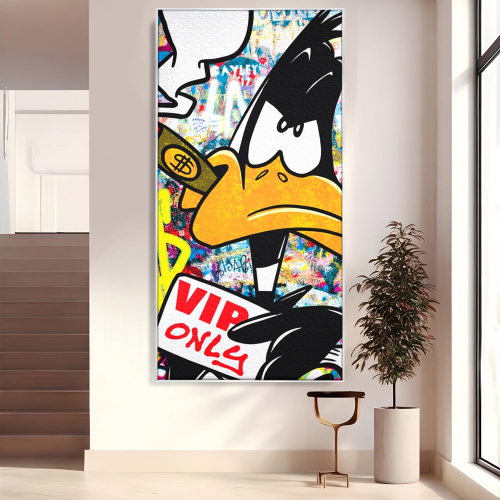 Tablou Canvas Premium, LuxCanva® A1042, Daffy Duck, Desene Animate, Looney Tunes, Dollar, VIP, Culori Vibrante