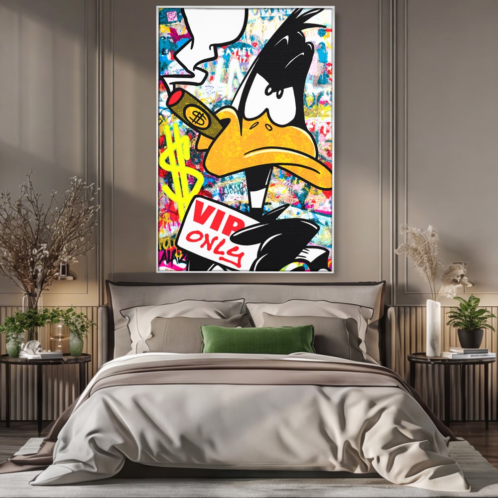 Tablou Canvas Premium, LuxCanva® A1042, Daffy Duck, Desene Animate, Looney Tunes, Dollar, VIP, Culori Vibrante