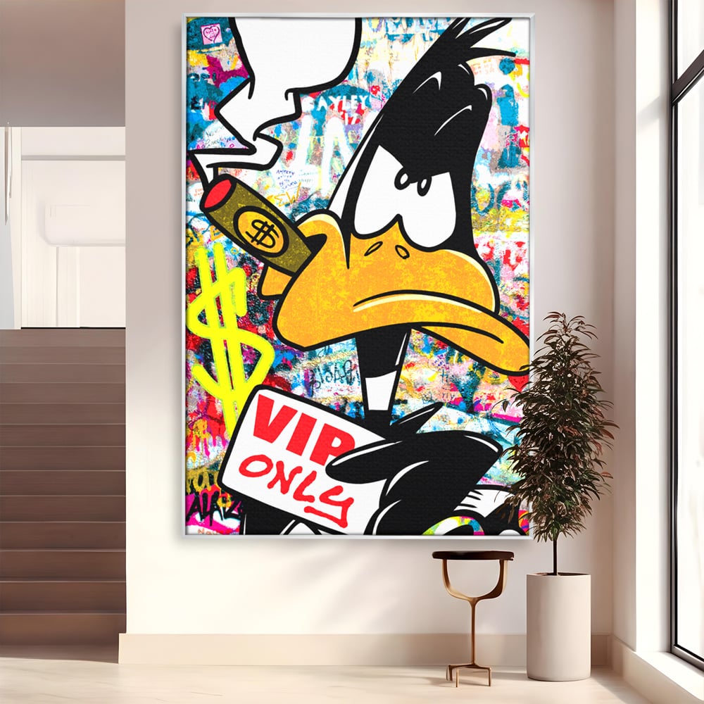Tablou Canvas Premium, LuxCanva® A1042, Daffy Duck, Desene Animate, Looney Tunes, Dollar, VIP, Culori Vibrante