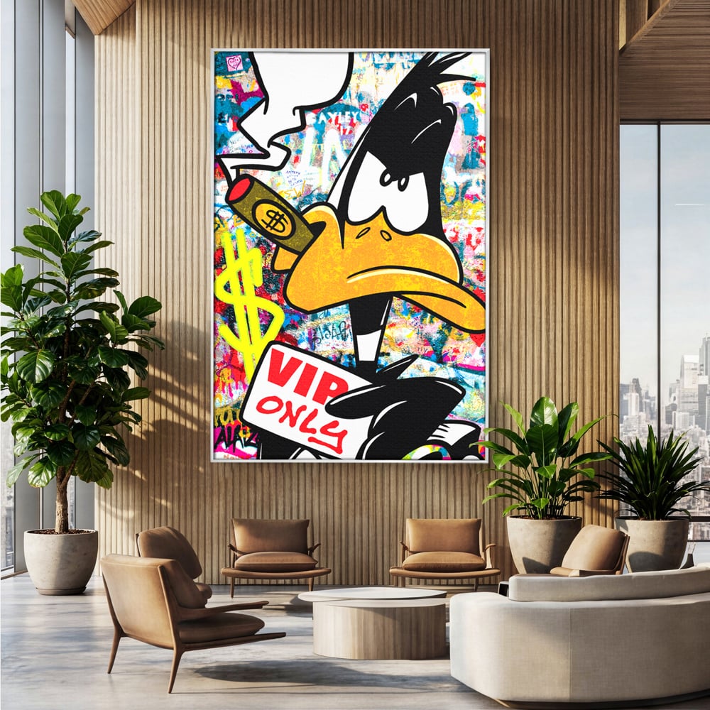 Tablou Canvas Premium, LuxCanva® A1042, Daffy Duck, Desene Animate, Looney Tunes, Dollar, VIP, Culori Vibrante
