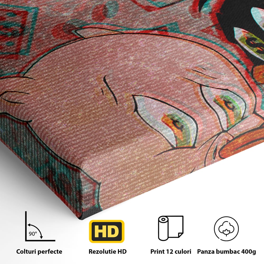 Tablou Canvas Premium, LuxCanva® A1043, Daffy Duck Porky Pig, Desene Animate, Looney Tunes, Dollar, Hipnoza, Culori Vibrante