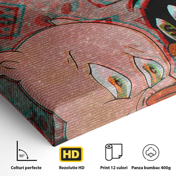 Tablou Canvas Premium, LuxCanva® A1043, Daffy Duck Porky Pig, Desene Animate, Looney Tunes, Dollar, Hipnoza, Culori Vibrante