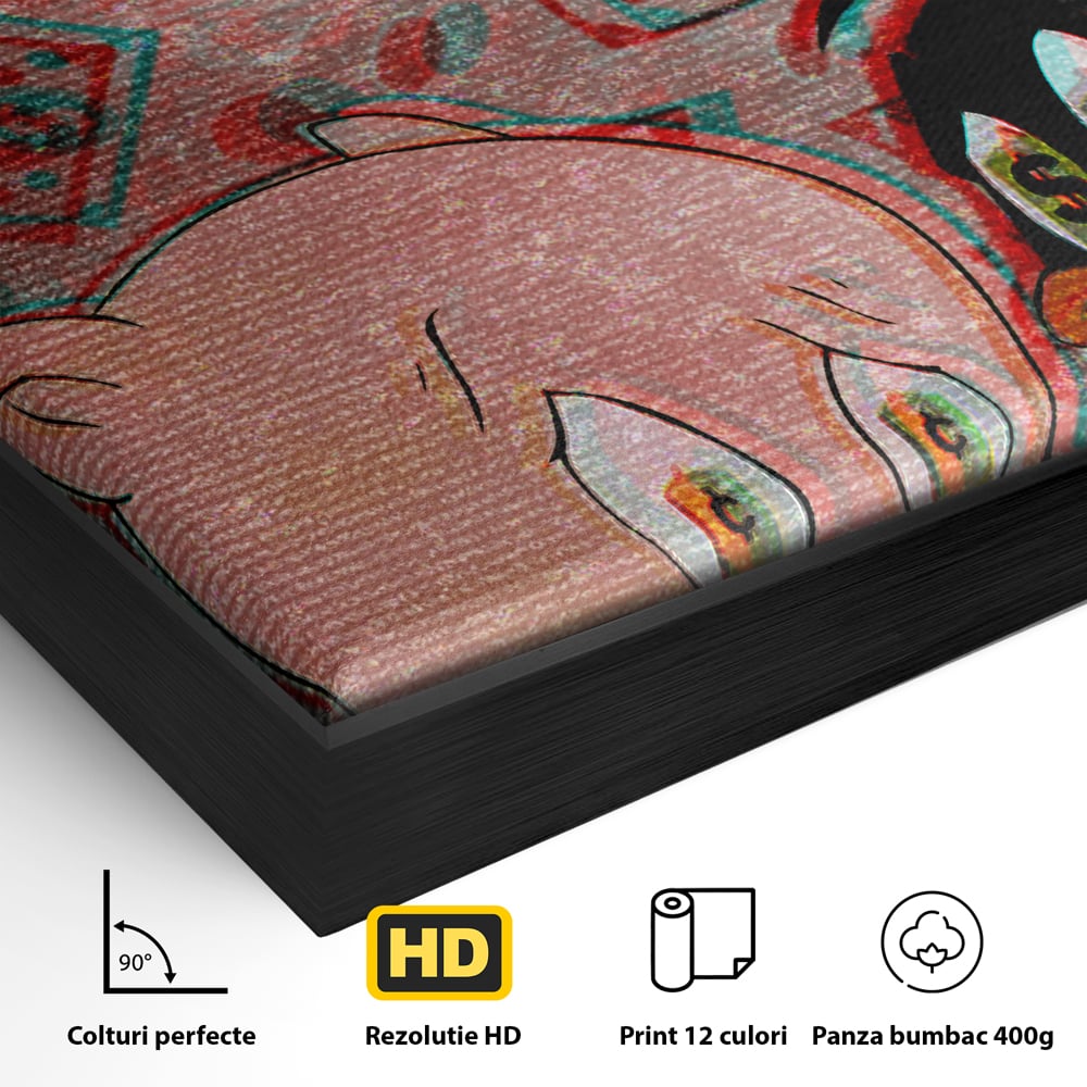 Tablou Canvas Premium, LuxCanva® A1043, Daffy Duck Porky Pig, Desene Animate, Looney Tunes, Dollar, Hipnoza, Culori Vibrante