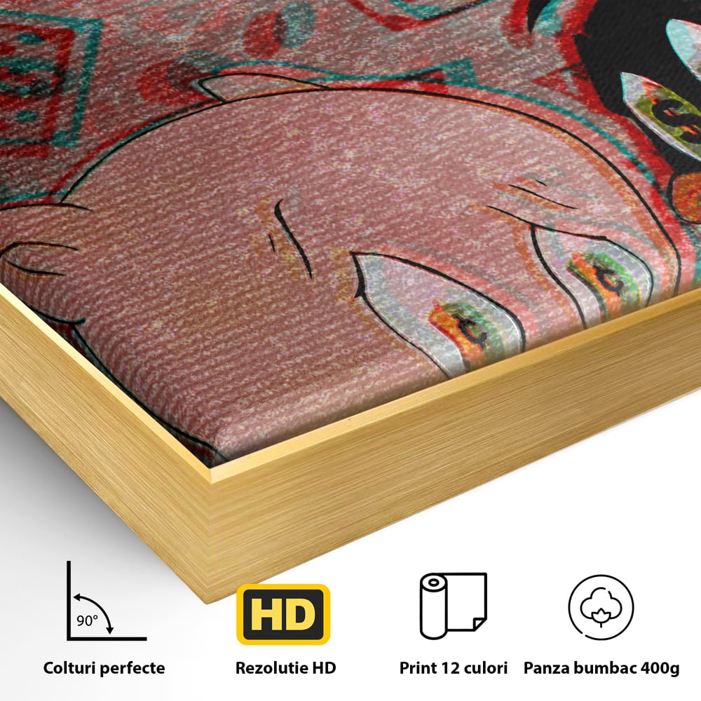 Tablou Canvas Premium, LuxCanva® A1043, Daffy Duck Porky Pig, Desene Animate, Looney Tunes, Dollar, Hipnoza, Culori Vibrante