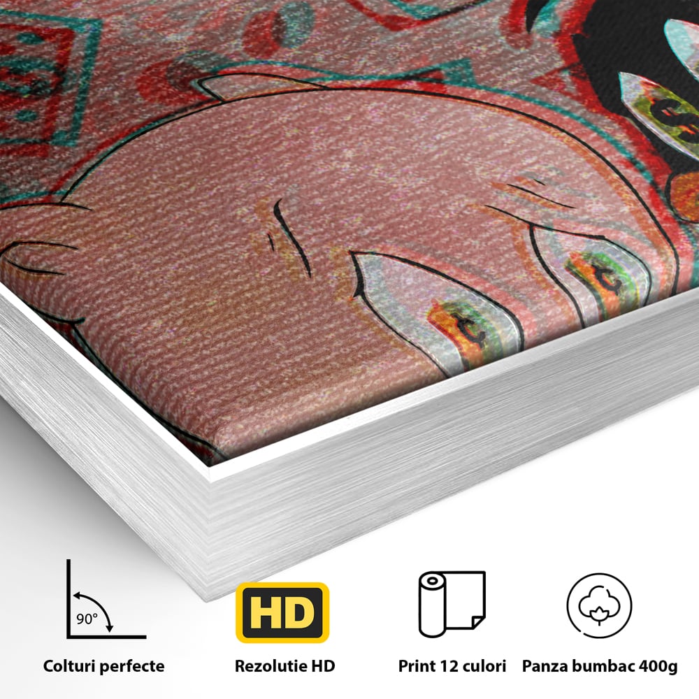 Tablou Canvas Premium, LuxCanva® A1043, Daffy Duck Porky Pig, Desene Animate, Looney Tunes, Dollar, Hipnoza, Culori Vibrante