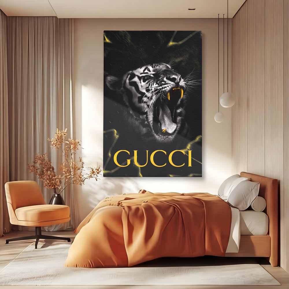 Tablou Canvas Premium, LuxCanva® A1044, Gucci Tiger, Tigru, Lux Brand, Moda, Culori Vibrante