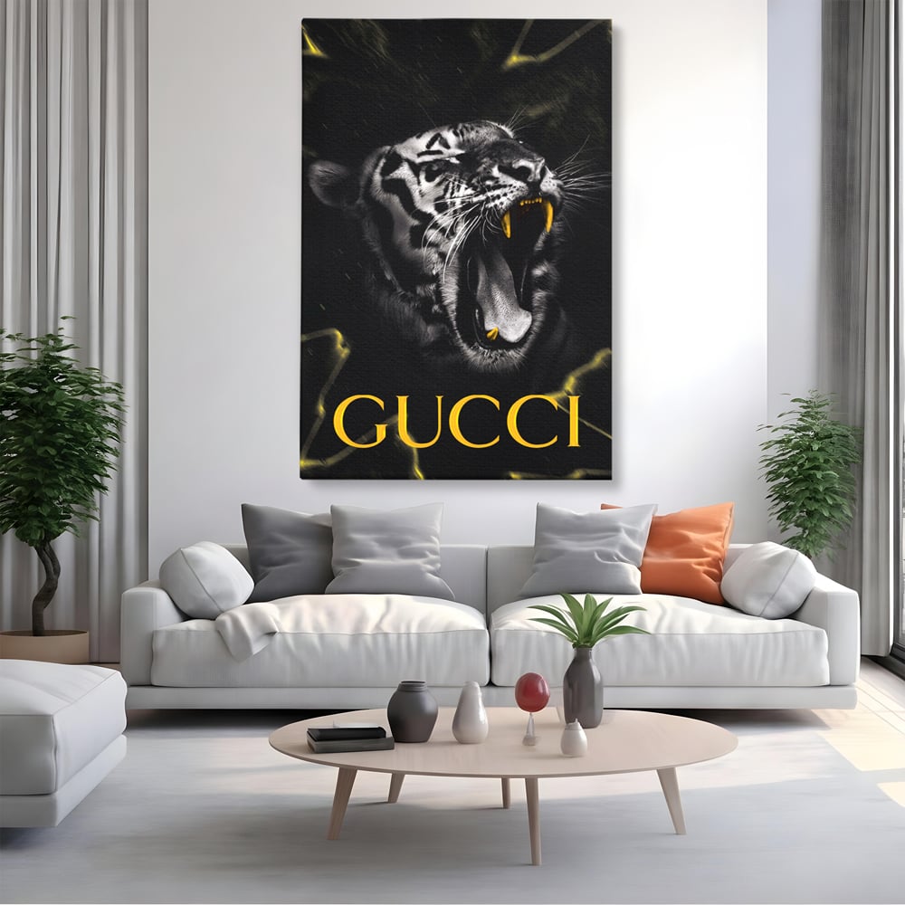 Tablou Canvas Premium, LuxCanva® A1044, Gucci Tiger, Tigru, Lux Brand, Moda, Culori Vibrante