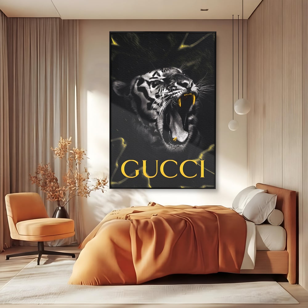 Tablou Canvas Premium, LuxCanva® A1044, Gucci Tiger, Tigru, Lux Brand, Moda, Culori Vibrante