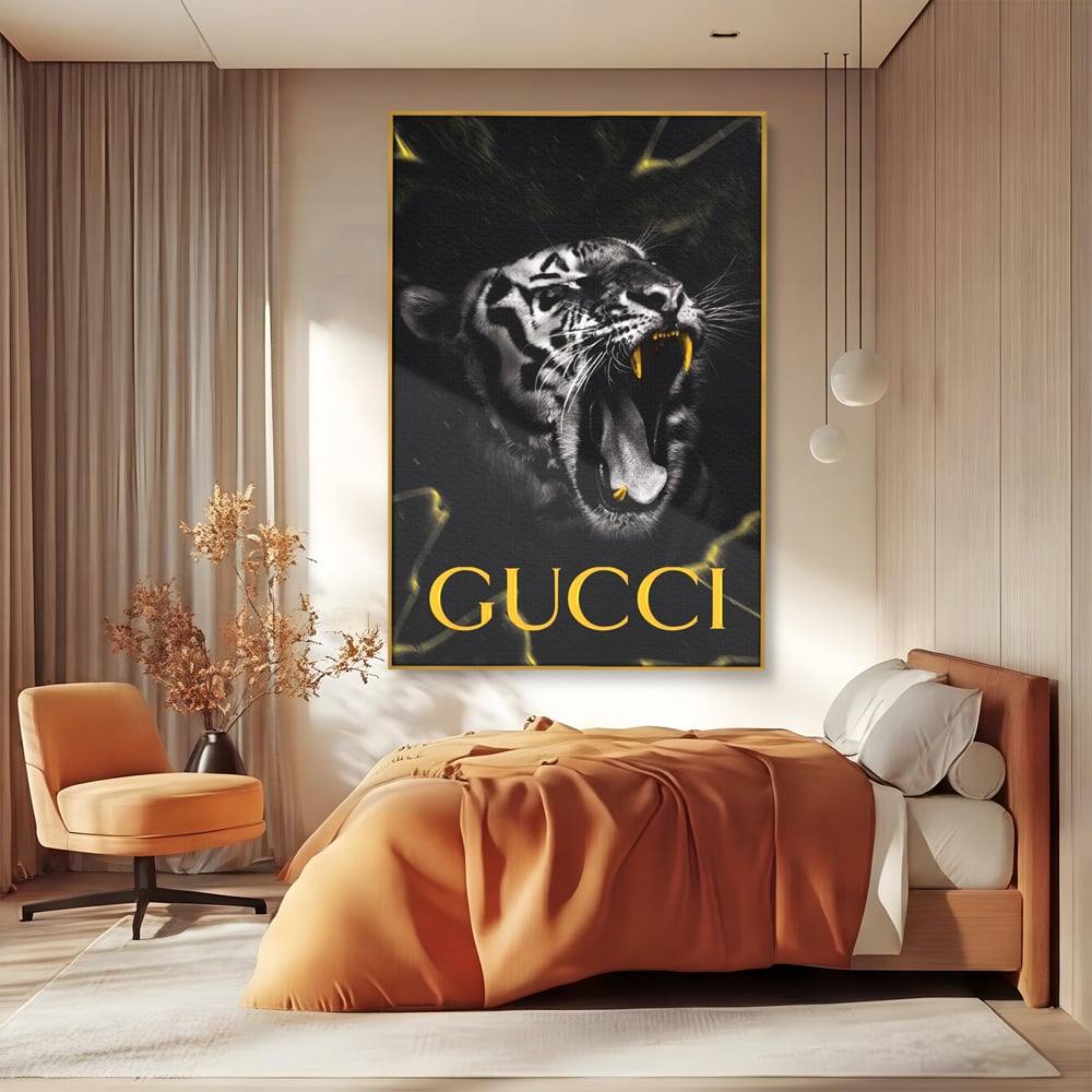 Tablou Canvas Premium, LuxCanva® A1044, Gucci Tiger, Tigru, Lux Brand, Moda, Culori Vibrante