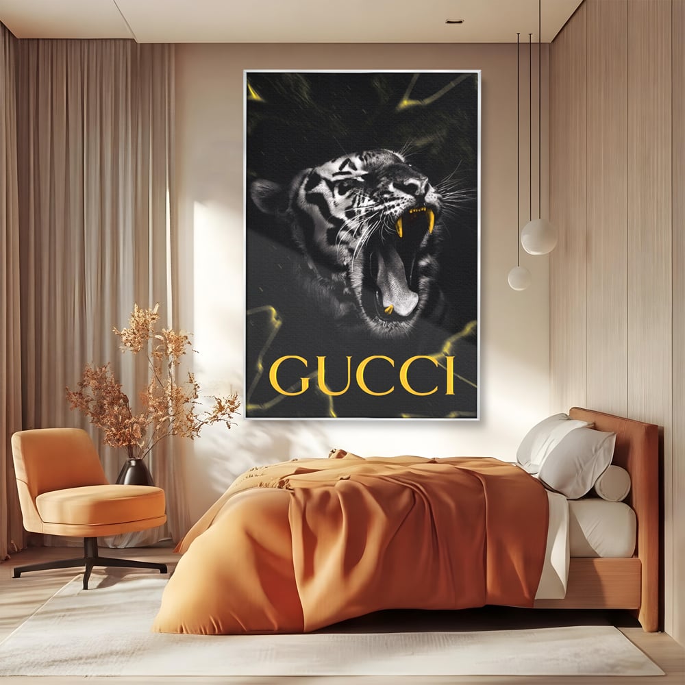 Tablou Canvas Premium, LuxCanva® A1044, Gucci Tiger, Tigru, Lux Brand, Moda, Culori Vibrante