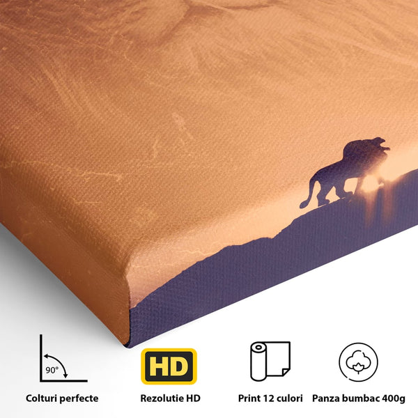 Tablou Canvas Premium LuxCanva® A1049, The Lion King ,  Leu, Regele Junglei, Safari, Motivational, Culori Vibrante