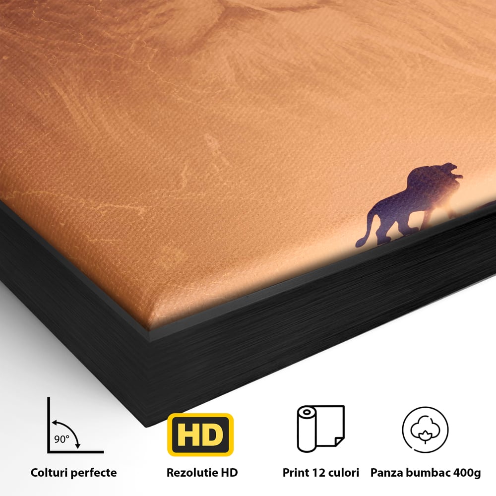 Tablou Canvas Premium LuxCanva® A1049, The Lion King ,  Leu, Regele Junglei, Safari, Motivational, Culori Vibrante