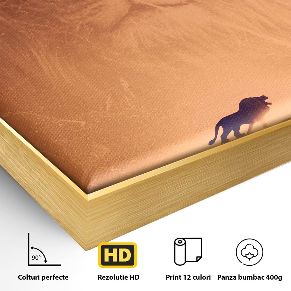 Tablou Canvas Premium LuxCanva® A1049, The Lion King ,  Leu, Regele Junglei, Safari, Motivational, Culori Vibrante