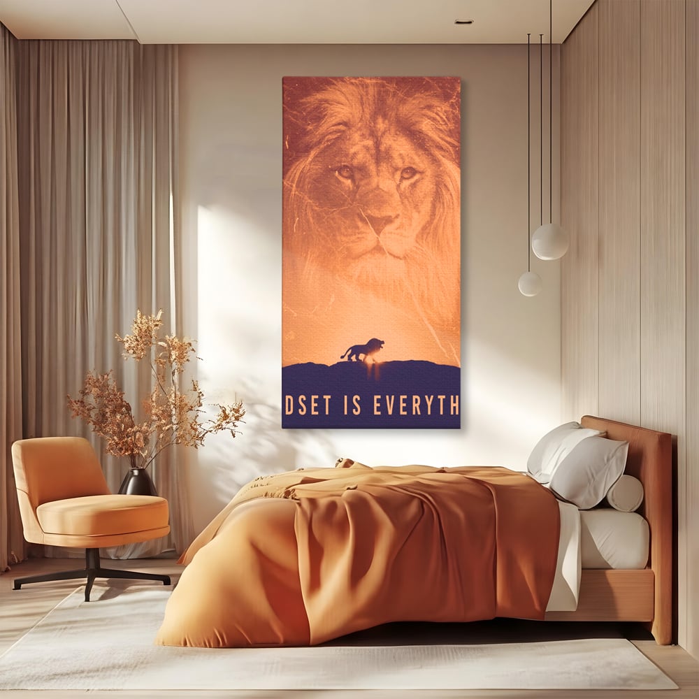 Tablou Canvas Premium LuxCanva® A1049, The Lion King ,  Leu, Regele Junglei, Safari, Motivational, Culori Vibrante