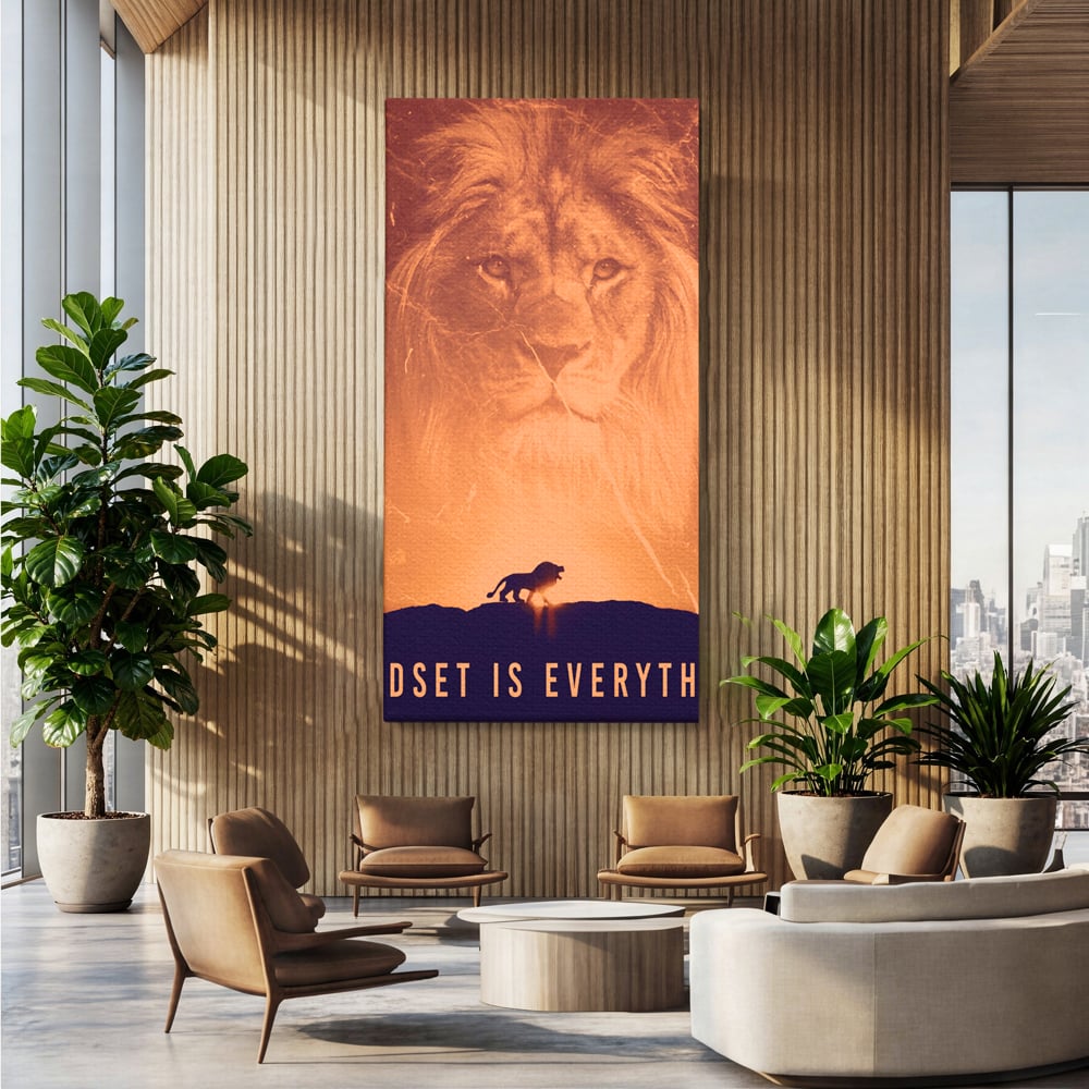 Tablou Canvas Premium LuxCanva® A1049, The Lion King ,  Leu, Regele Junglei, Safari, Motivational, Culori Vibrante
