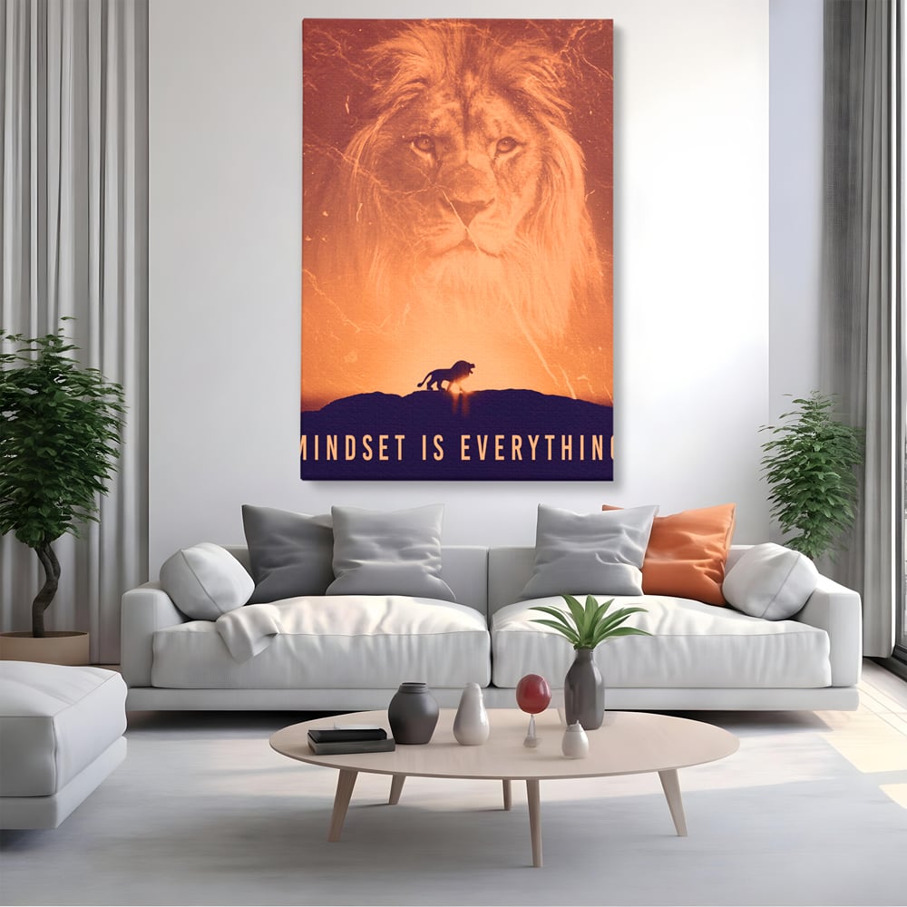 Tablou Canvas Premium LuxCanva® A1049, The Lion King ,  Leu, Regele Junglei, Safari, Motivational, Culori Vibrante