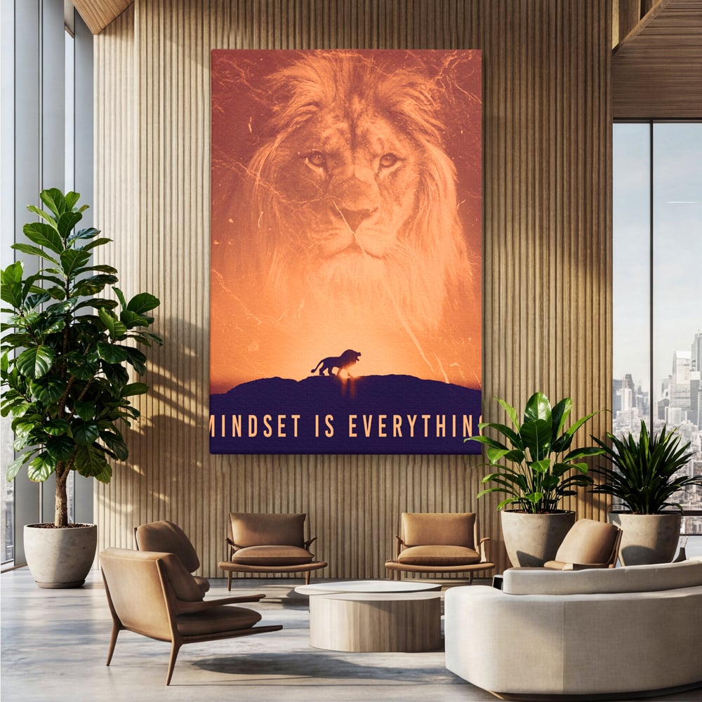 Tablou Canvas Premium LuxCanva® A1049, The Lion King ,  Leu, Regele Junglei, Safari, Motivational, Culori Vibrante