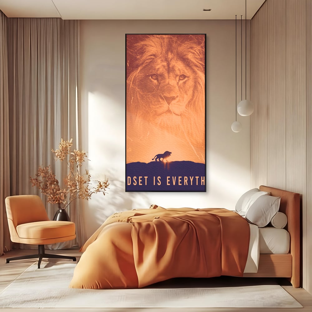 Tablou Canvas Premium LuxCanva® A1049, The Lion King ,  Leu, Regele Junglei, Safari, Motivational, Culori Vibrante