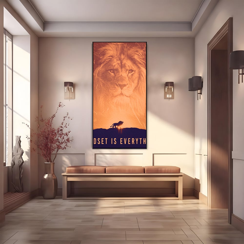 Tablou Canvas Premium LuxCanva® A1049, The Lion King ,  Leu, Regele Junglei, Safari, Motivational, Culori Vibrante