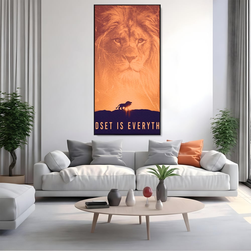 Tablou Canvas Premium LuxCanva® A1049, The Lion King ,  Leu, Regele Junglei, Safari, Motivational, Culori Vibrante